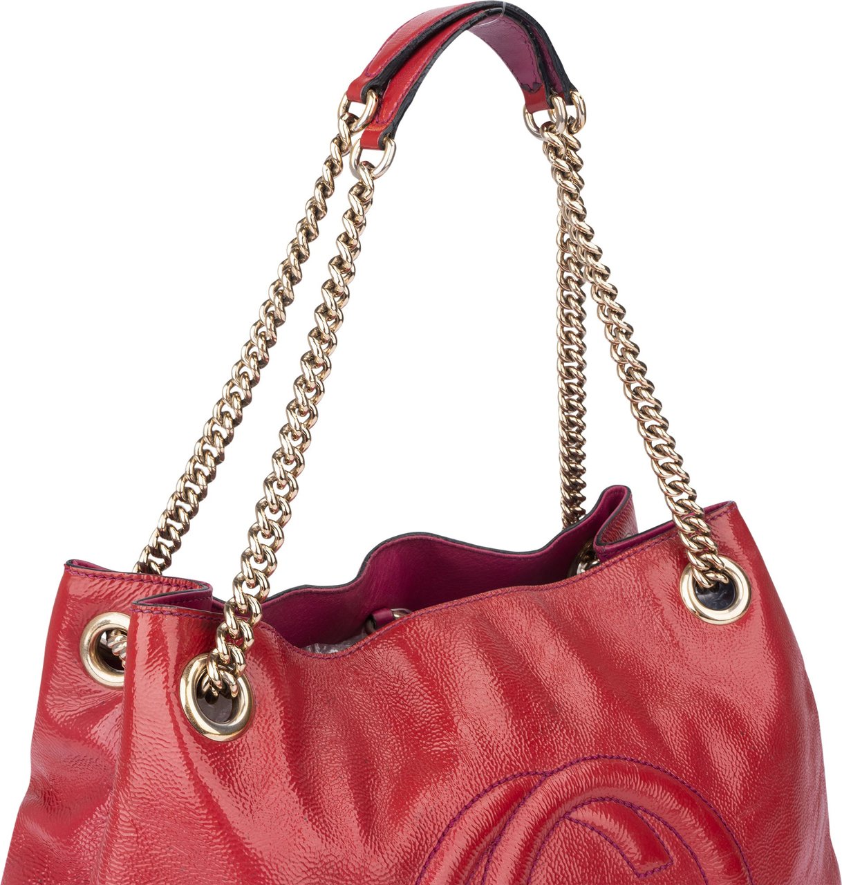 Gucci Gucci Patent Leather GG Soho Crossbody Bag Roze