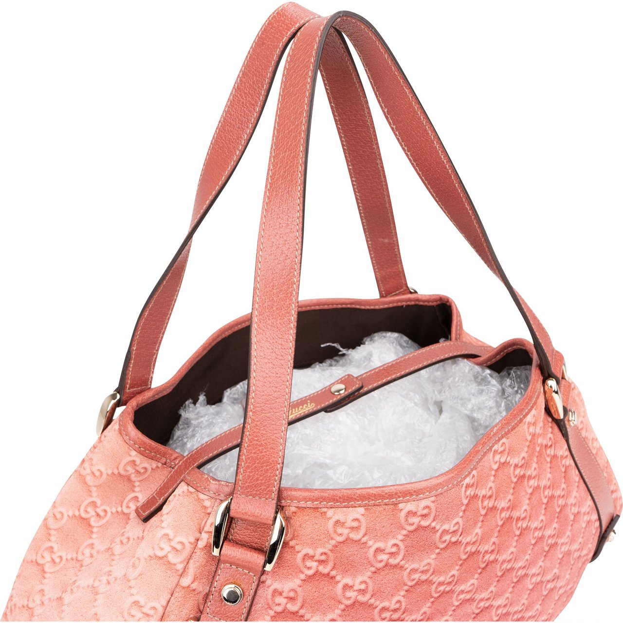 Gucci Gucci Suede Monogram Abbey Handbag Roze