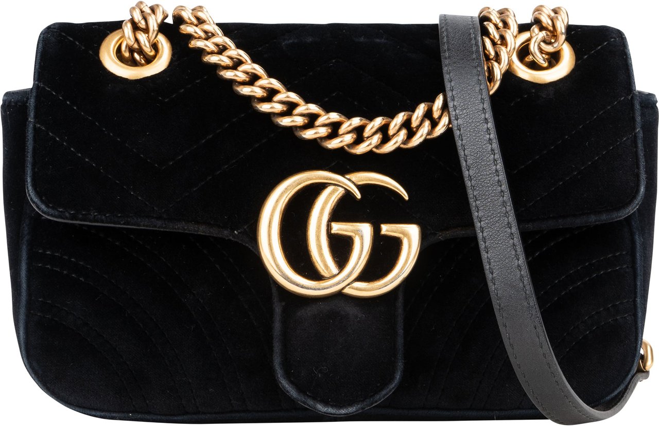 Gucci Gucci Black Satin Marmont Crossbody Bag Divers