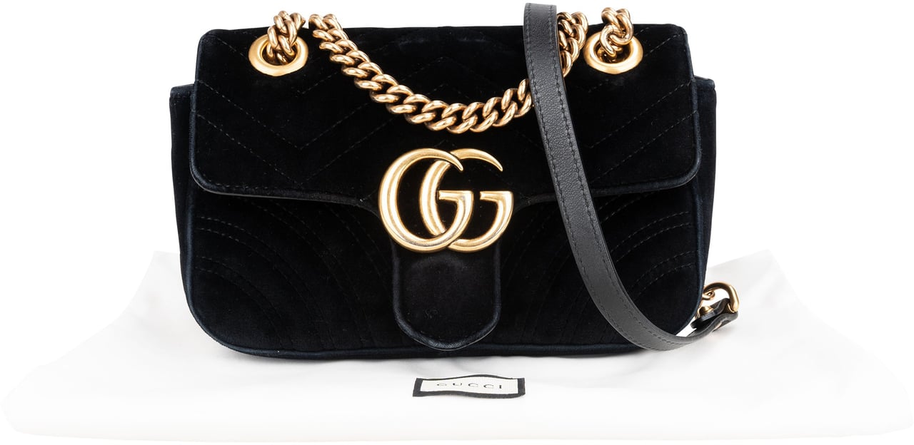 Gucci Gucci Black Satin Marmont Crossbody Bag Divers
