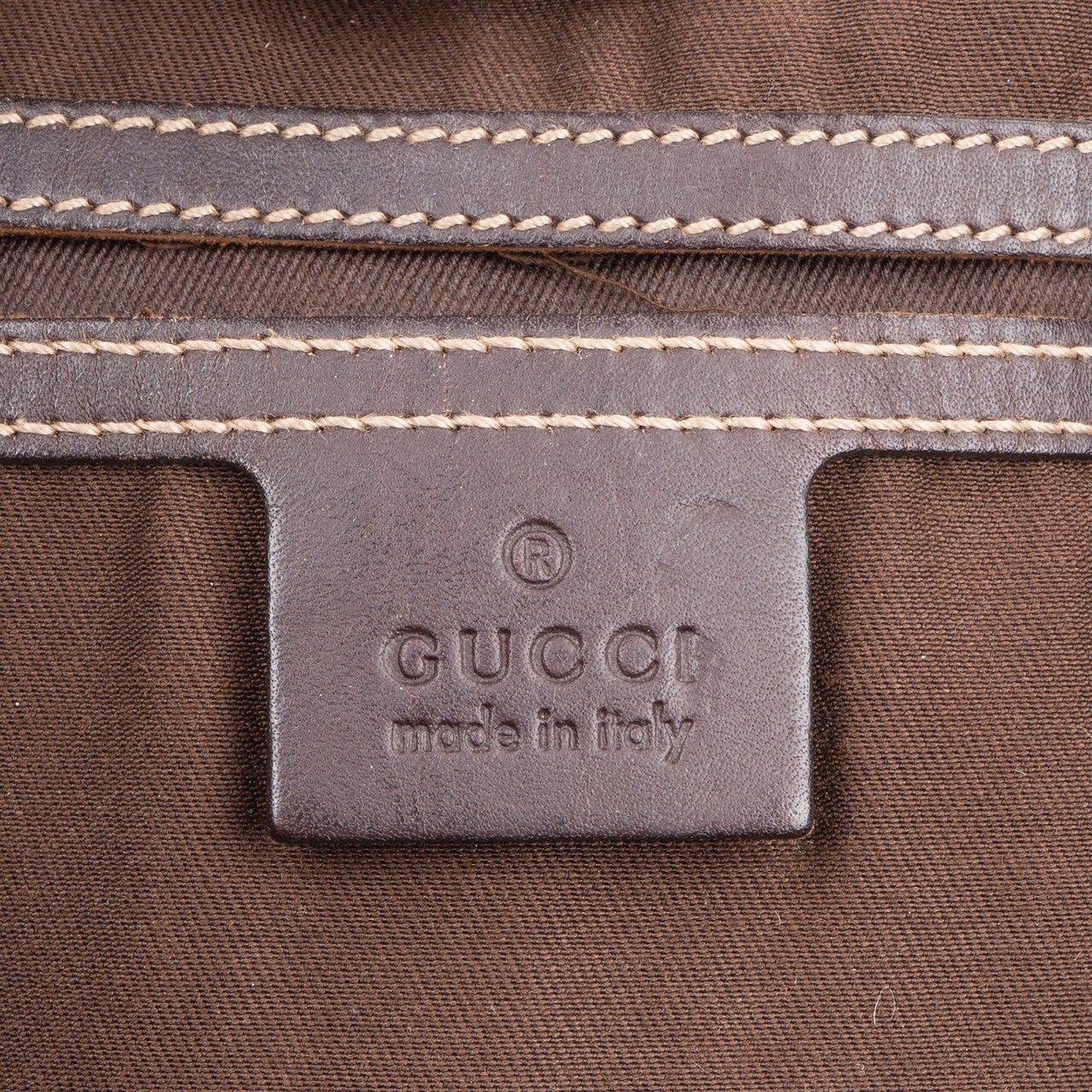 Gucci Monogram GG Supreme Web Stripe Tote Shoulder Bag Beige