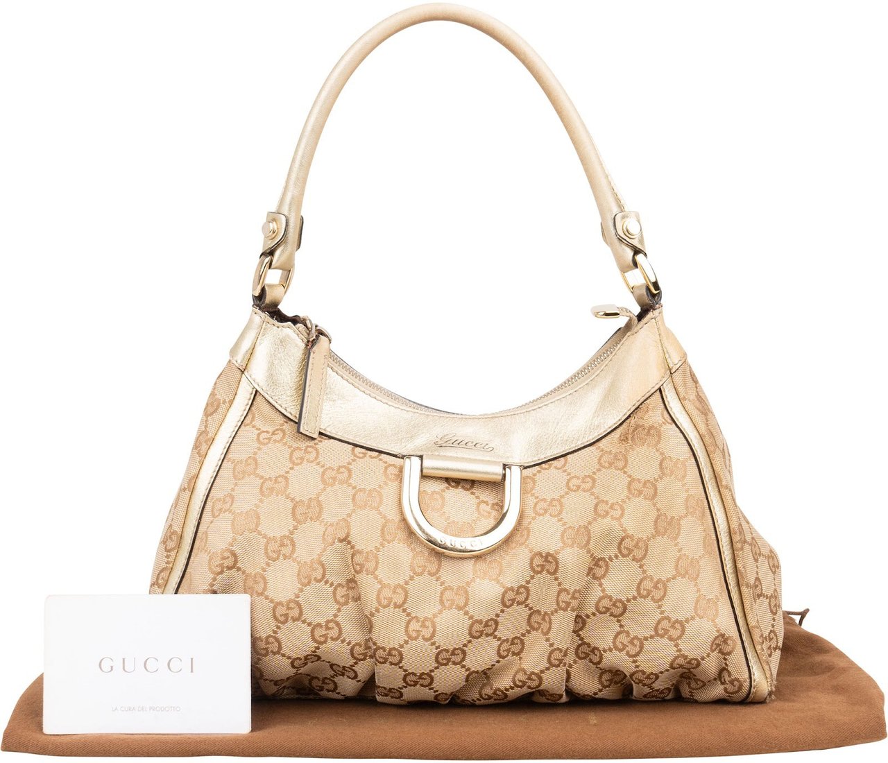 Gucci Gucci Monogram GG Abbey D-Ring Shoulder Bag Beige