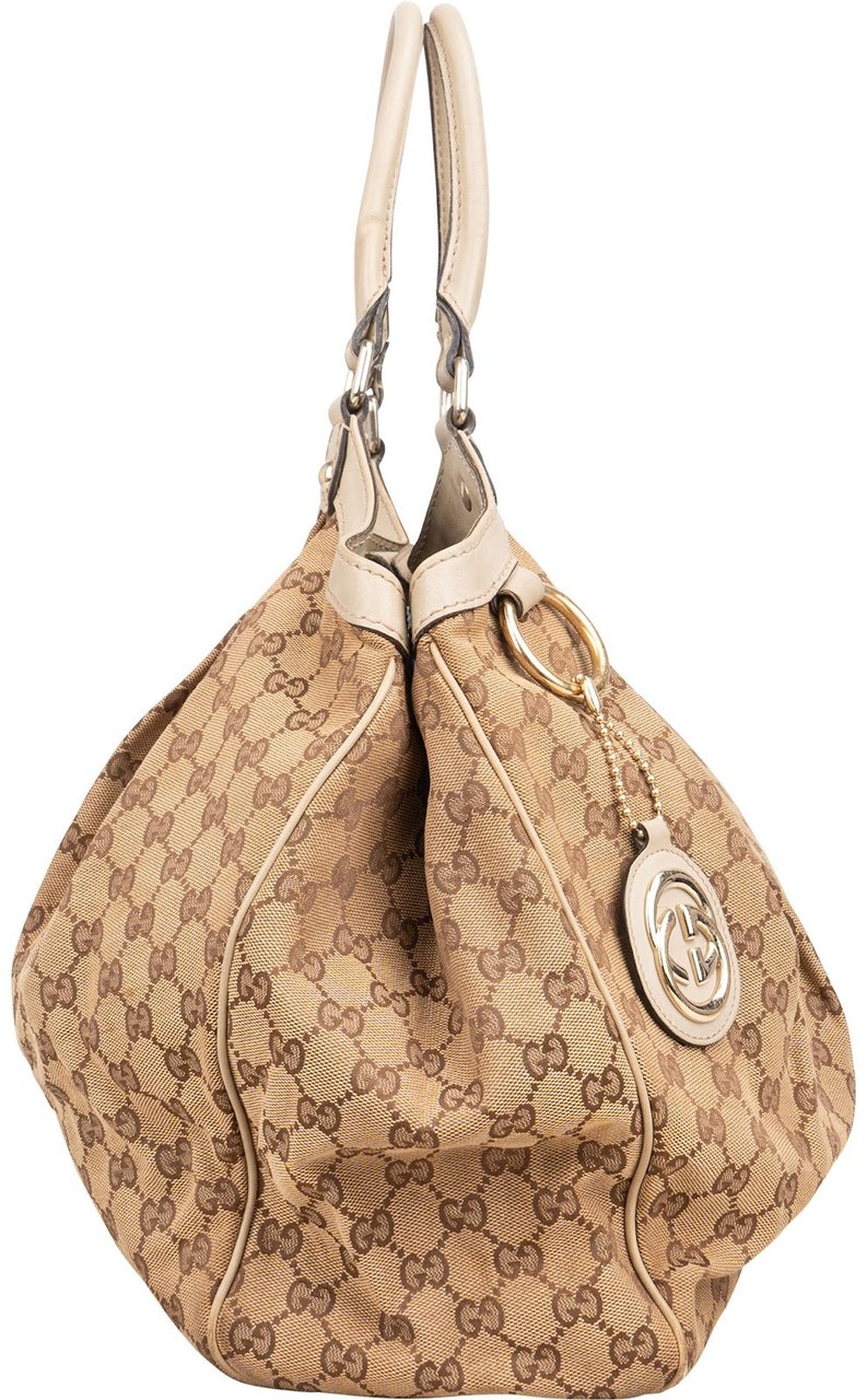 Gucci Gucci Monogram GG Canvas Sukey Hobo Handbag Beige