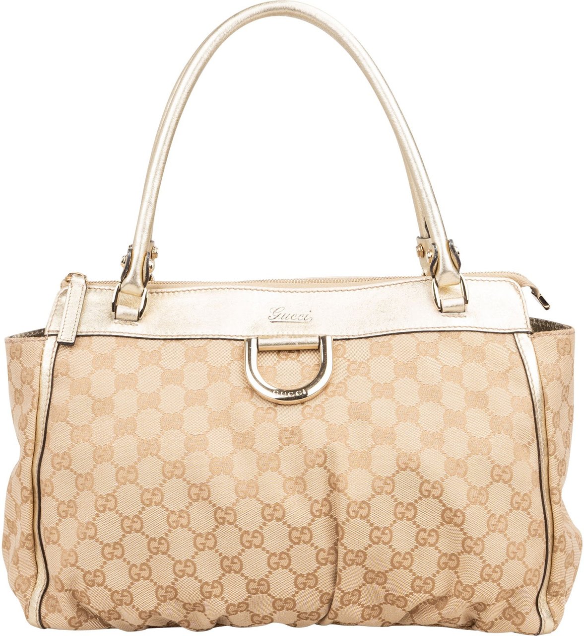 Gucci Gucci Monogram GG Canvas Abbey D-Ring Tote Shoulder Bag Beige