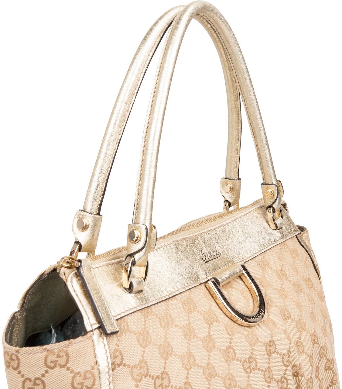 Gucci Gucci Monogram GG Canvas Abbey D-Ring Tote Shoulder Bag Beige