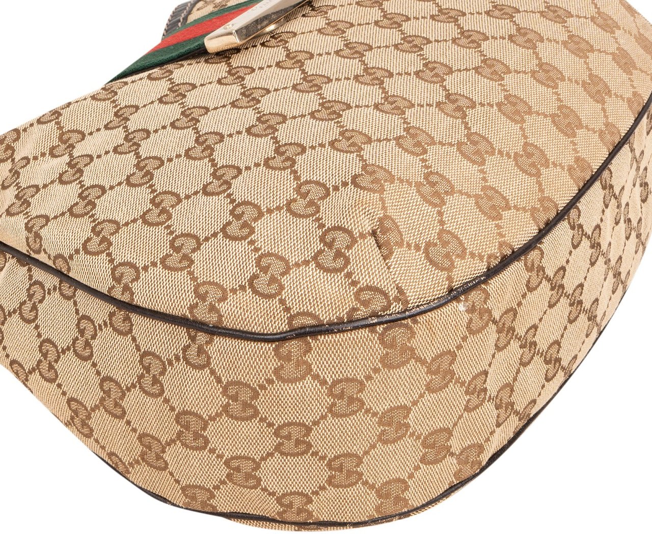 Gucci Gucci Monogram GG Web Stripe Shoulder Bag Beige