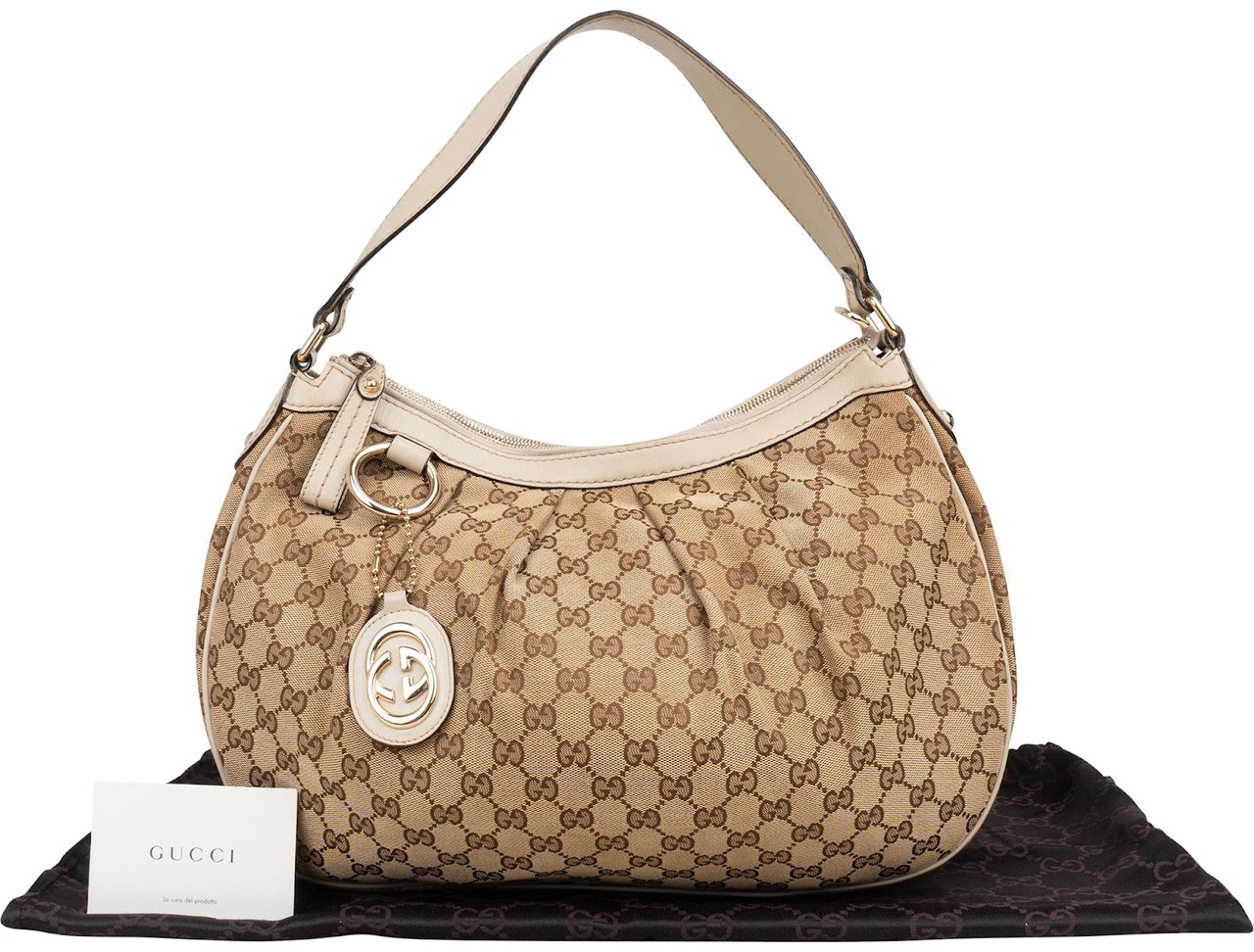 Gucci Gucci Monogram GG Sukey Shoulder Bag Beige