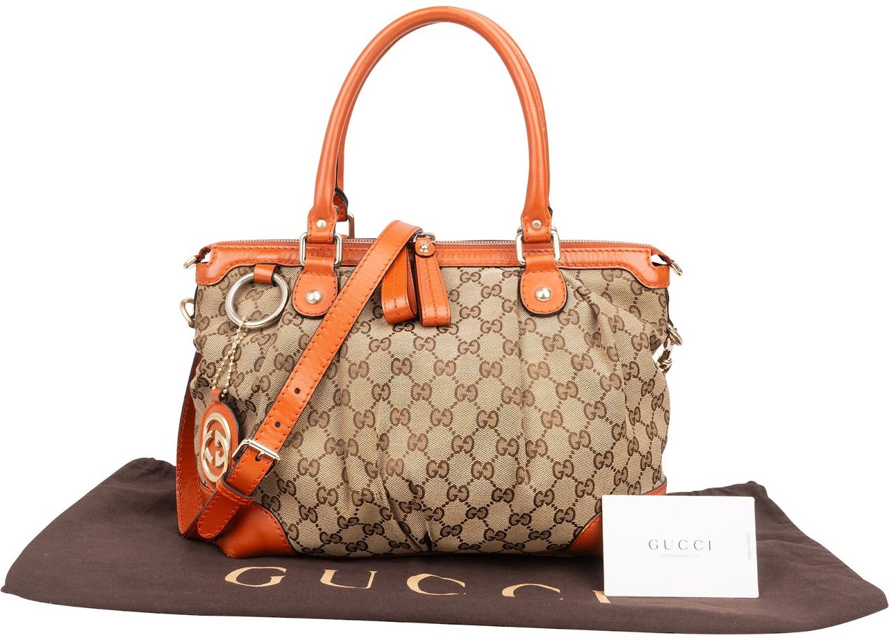 Gucci Gucci Monogram GG Sukey Tote Handbag Beige
