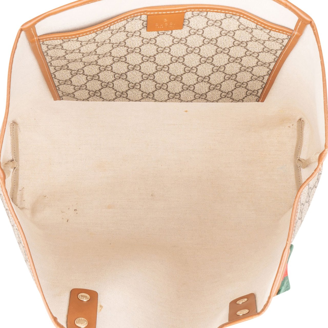 Gucci Monogram GG Supreme Canvas Web Tote Handbag Beige