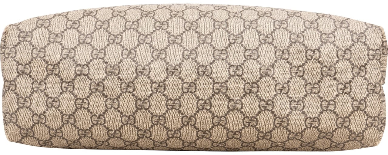 Gucci Monogram GG Supreme Canvas Web Tote Handbag Beige