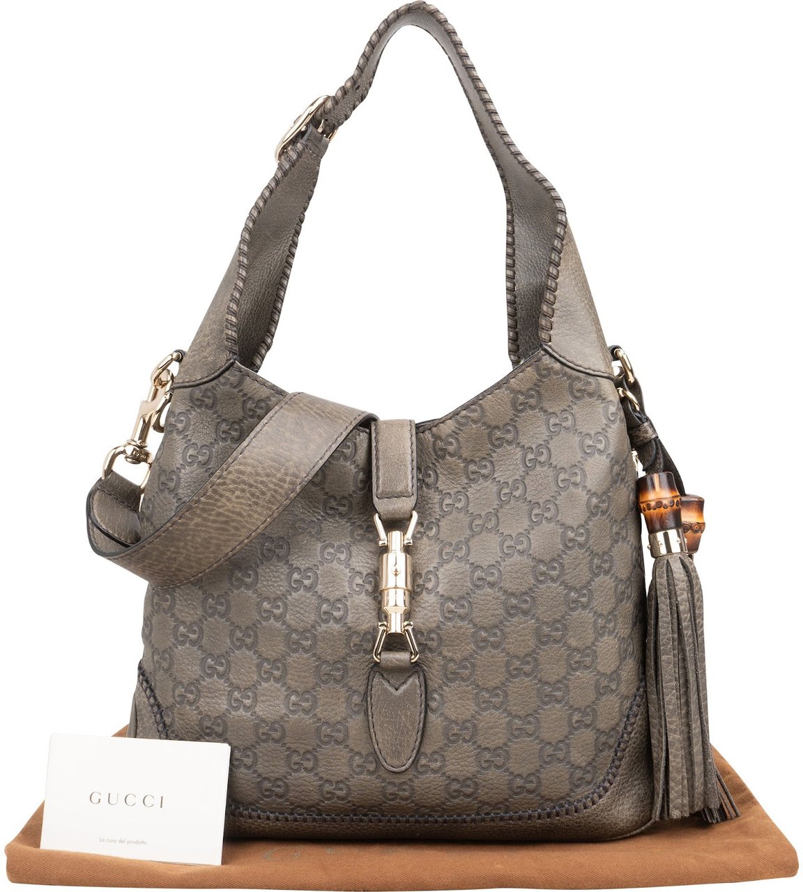Gucci Guccissima Leather GG Jackie Shoulder Bag Beige