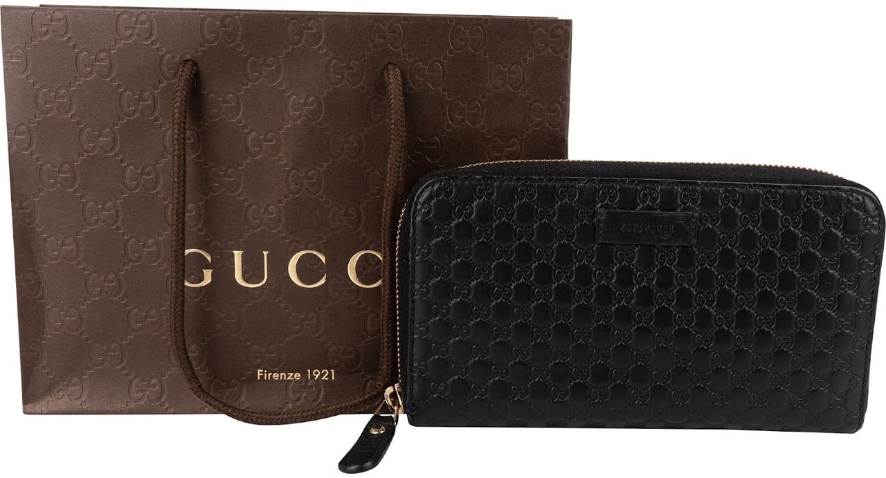 Gucci Microguccissima Leather Zip Around Wallet Zwart