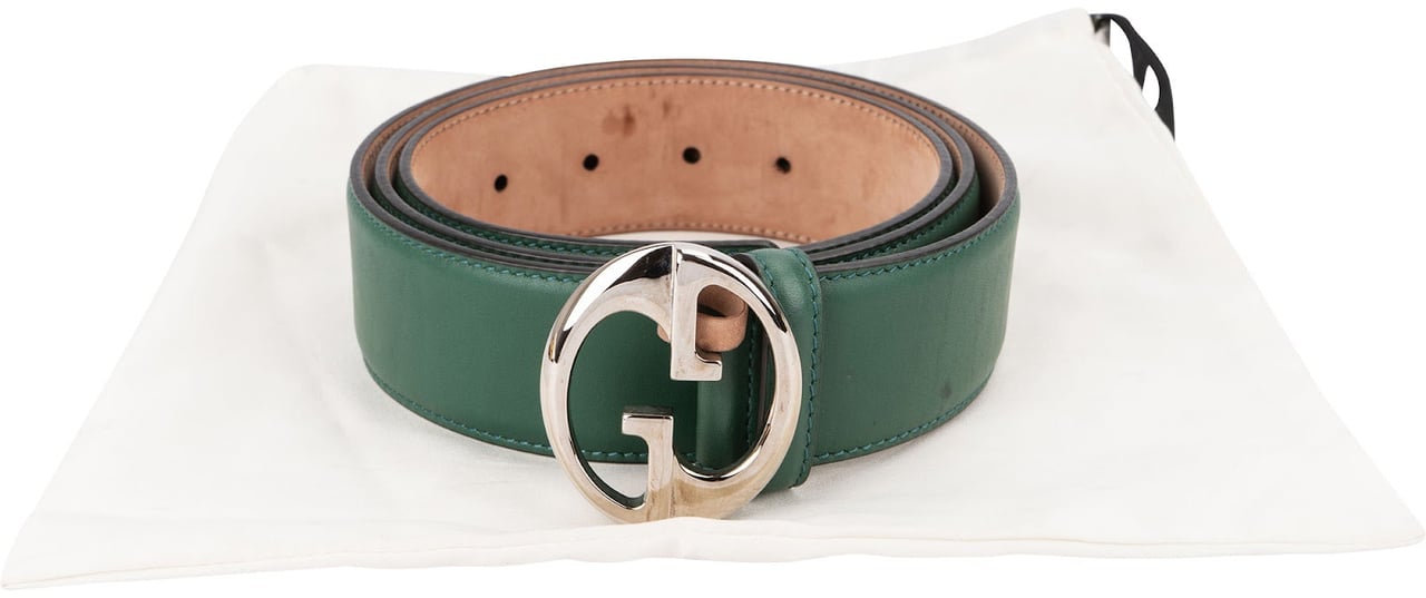 Gucci Gucci Green Leather Interlocking G Buckle Belt Groen