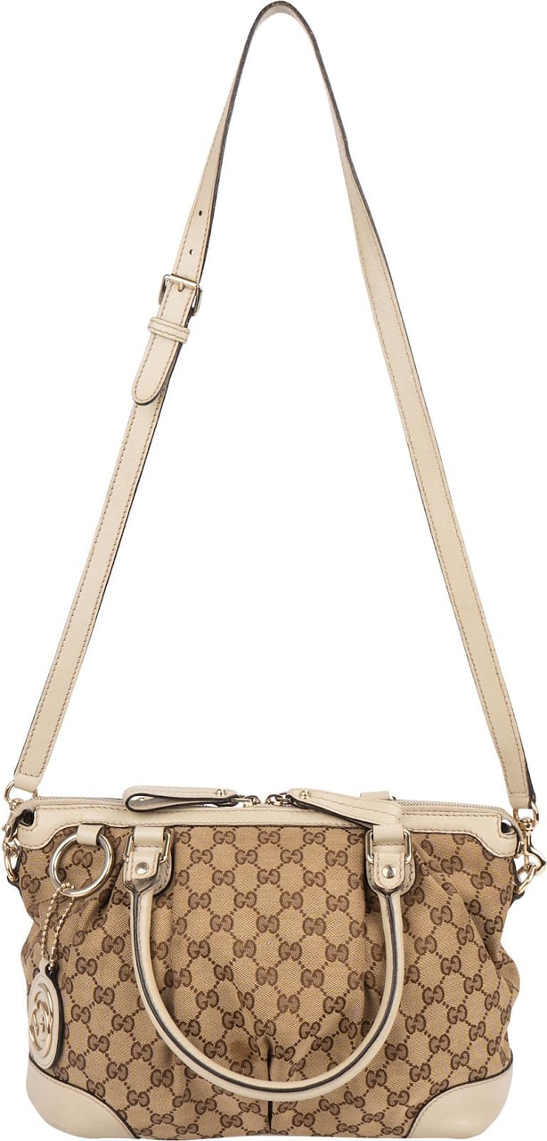 Gucci Gucci Monogram GG Sukey Tote Handbag Beige