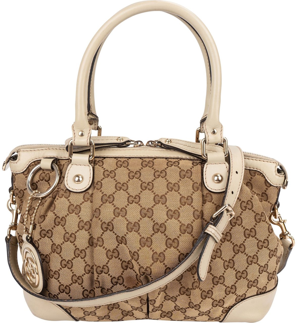 Gucci Gucci Monogram GG Sukey Tote Handbag Beige