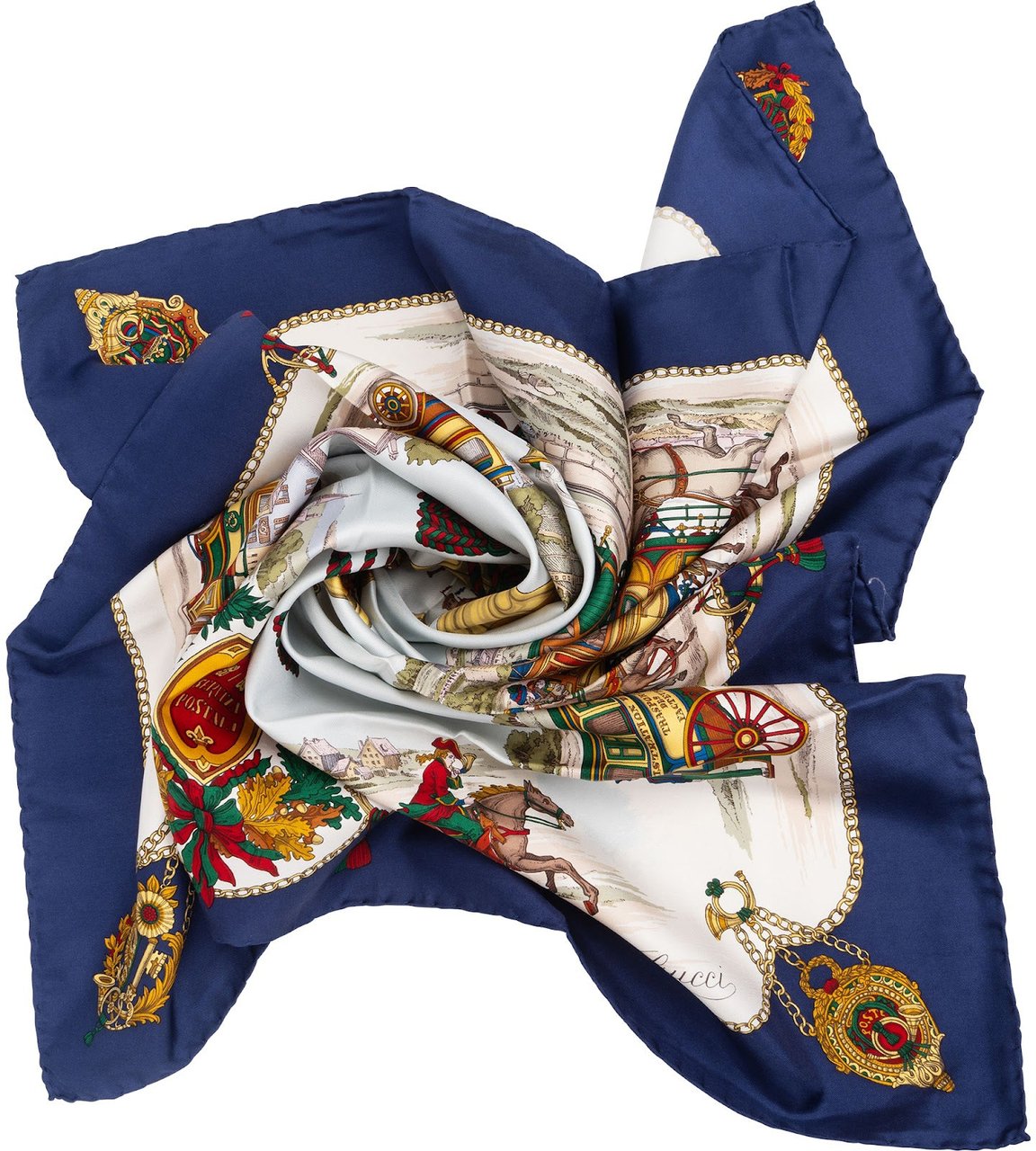 Gucci Gucci Servizi Postali Silk Tuch Scarf Blauw