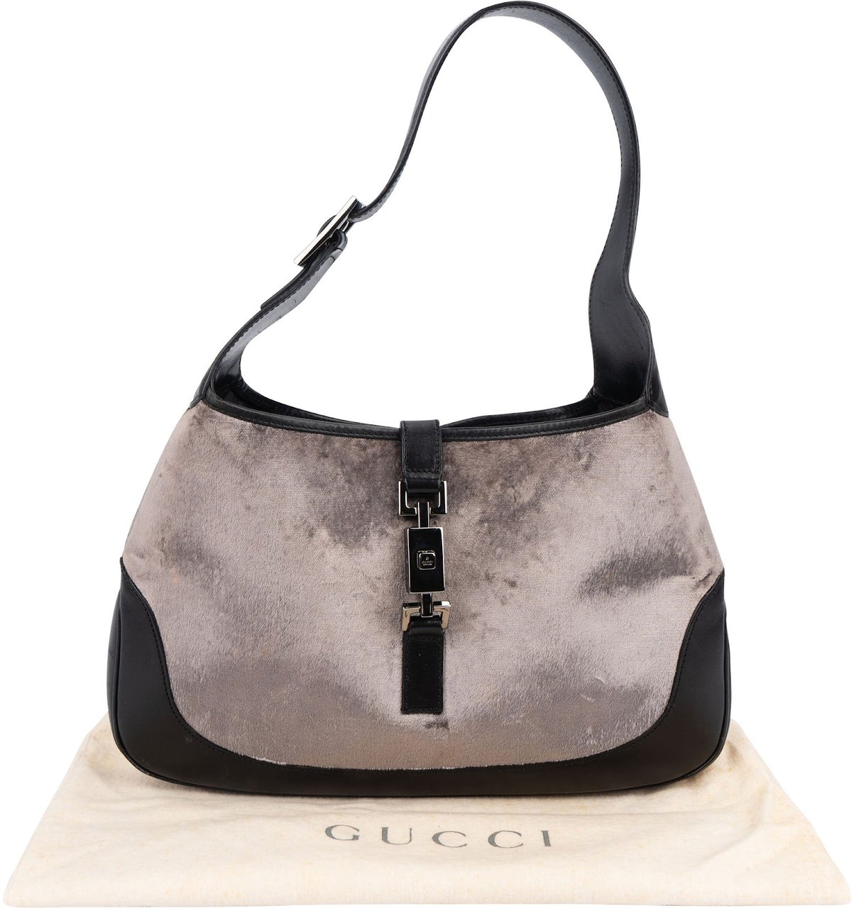 Gucci Velvet Jackie Shoulder Bag Donkergrijs