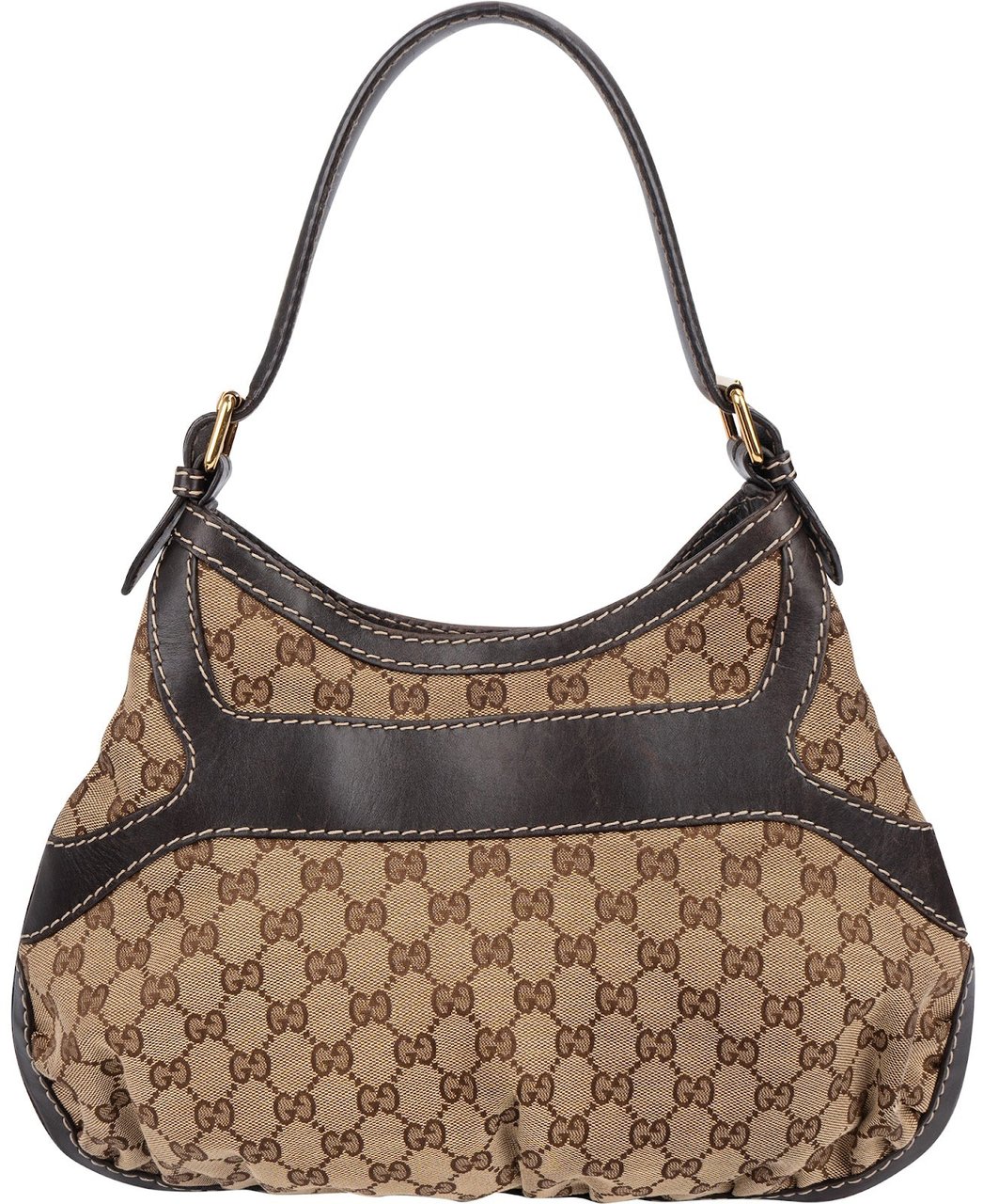 Gucci Gucci Monogram GG Large Buckle Hobo Shoulder Bag Beige
