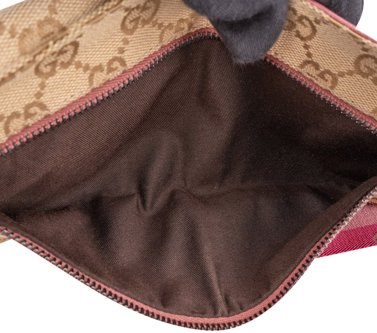 Gucci Gucci Monogram GG Pink Belt Crossbody Bag Beige