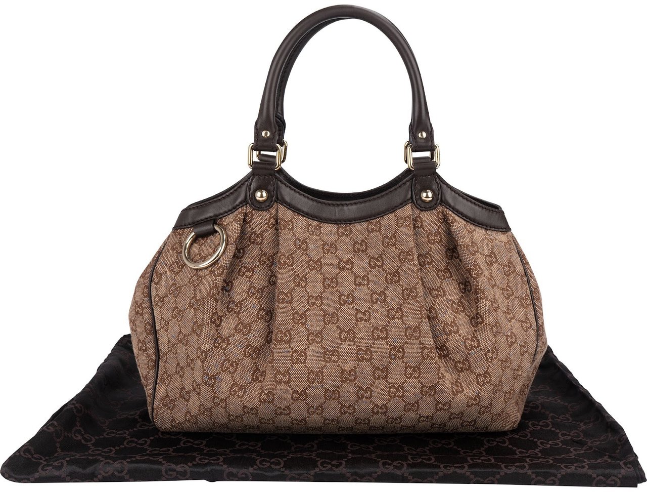 Gucci Gucci Monogram GG Cotton Sukey Hobo Handbag Bruin