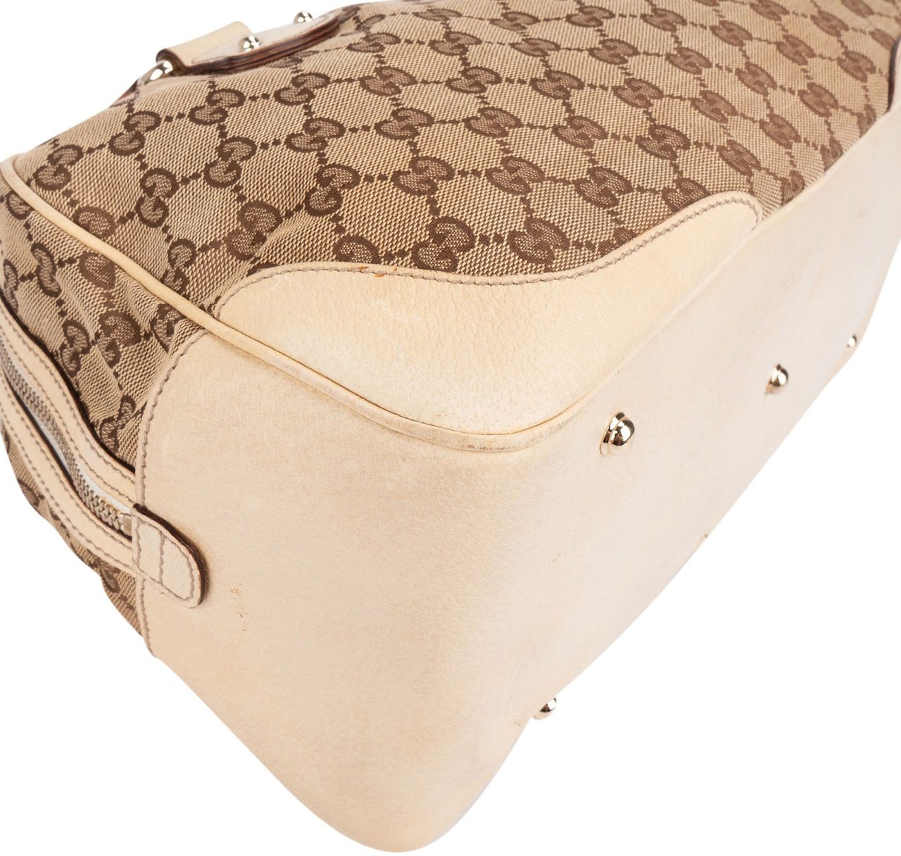 Gucci Gucci Monogram GG Diana Bamboo Boston Handbag Beige