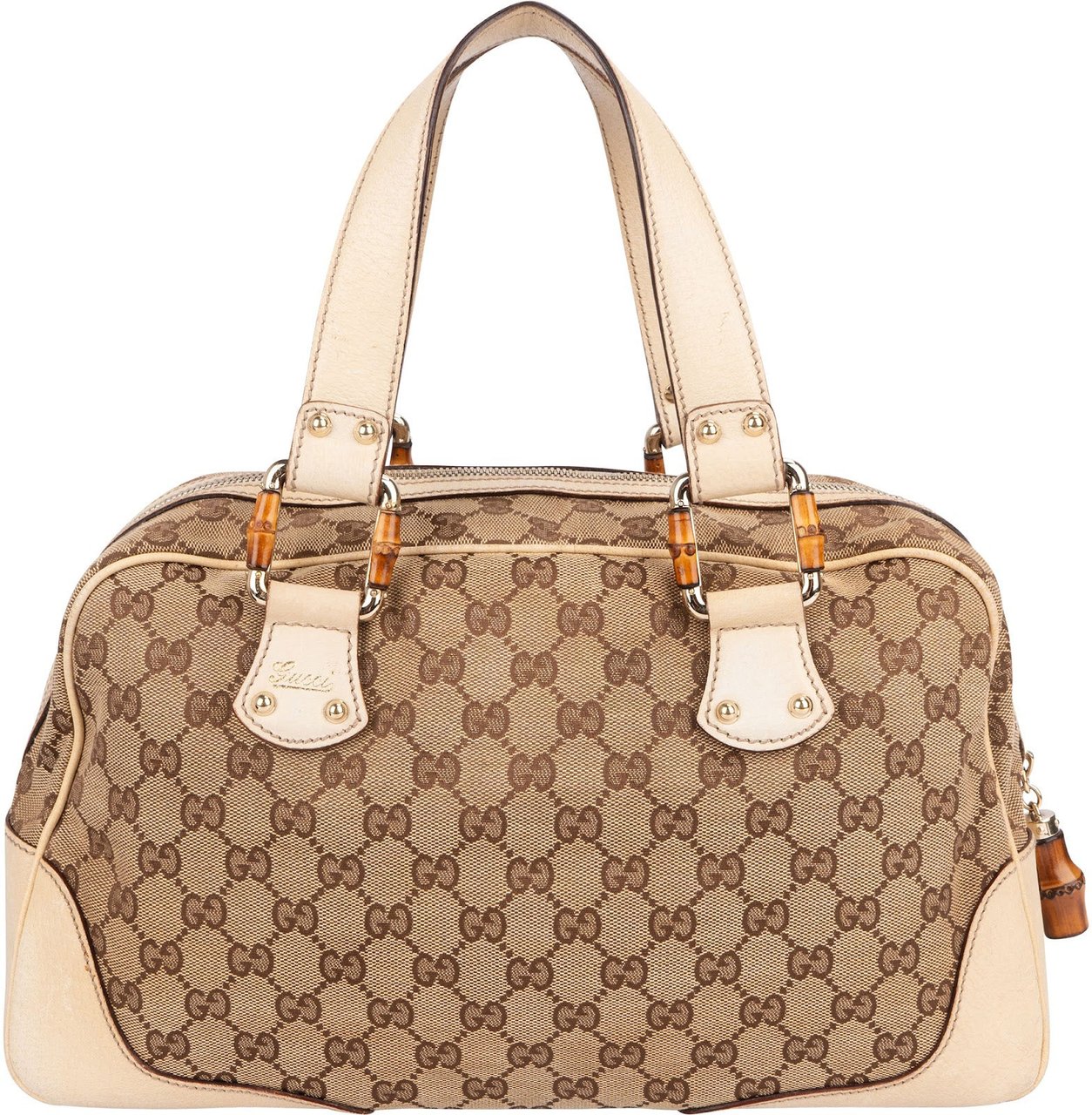 Gucci Gucci Monogram GG Diana Bamboo Boston Handbag Beige