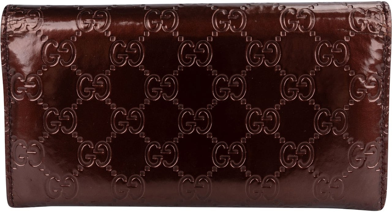 Gucci Gucci Patent Leather Guccissima Lovely Heart Continental Wallet Maroon