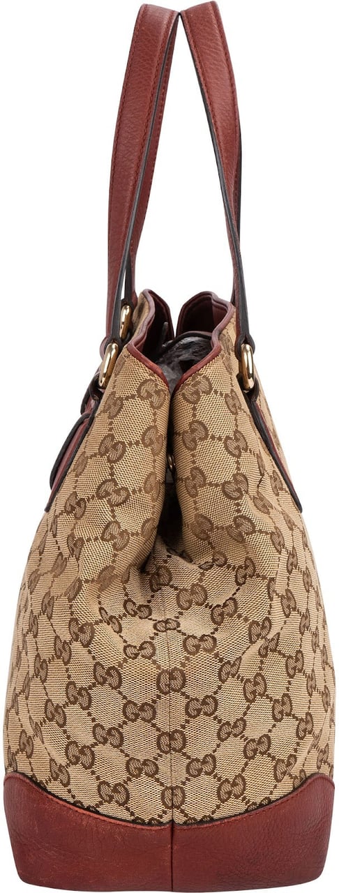 Gucci Gucci Monogram GG Web Dressage Tote Handbag Beige