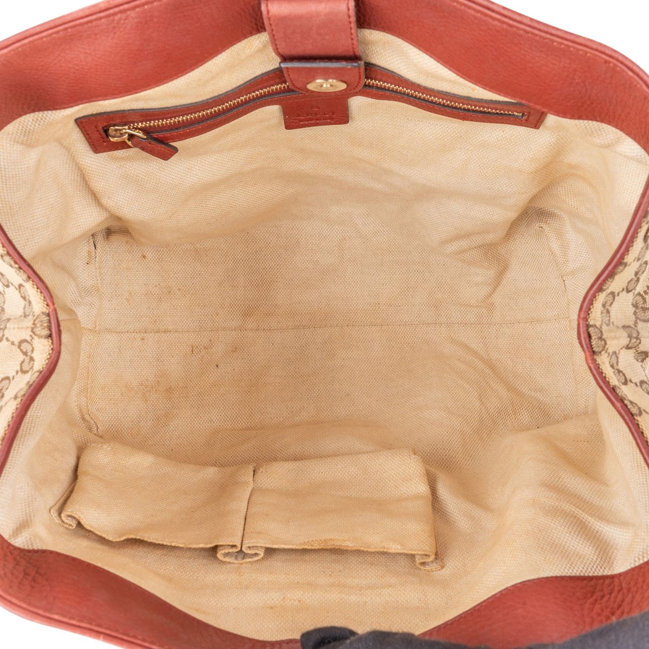 Gucci Gucci Monogram GG Web Dressage Tote Handbag Beige
