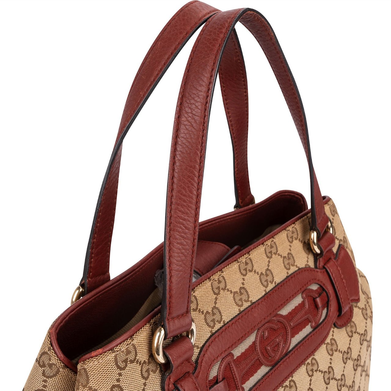 Gucci Gucci Monogram GG Web Dressage Tote Handbag Beige
