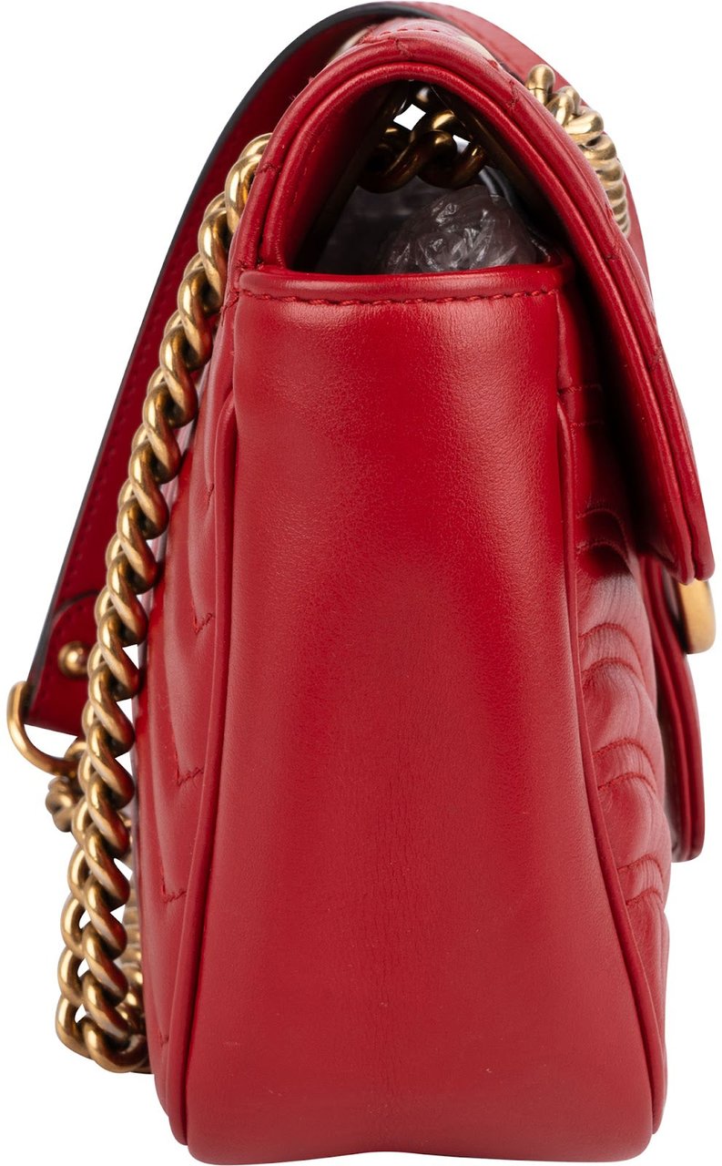 Gucci Red Quilted Leather Marmont GG Small Flap Crossbody Bag Divers
