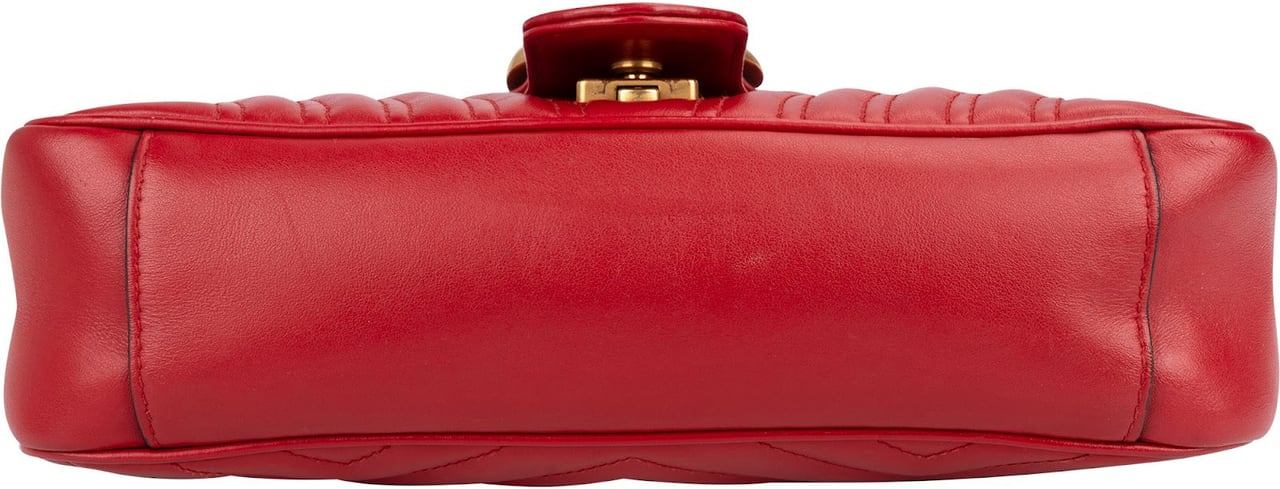 Gucci Red Quilted Leather Marmont GG Small Flap Crossbody Bag Divers