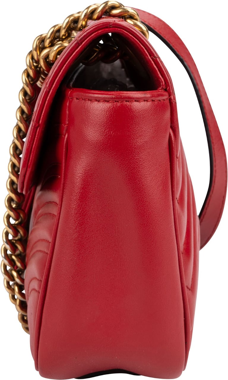 Gucci Red Quilted Leather Marmont GG Small Flap Crossbody Bag Divers