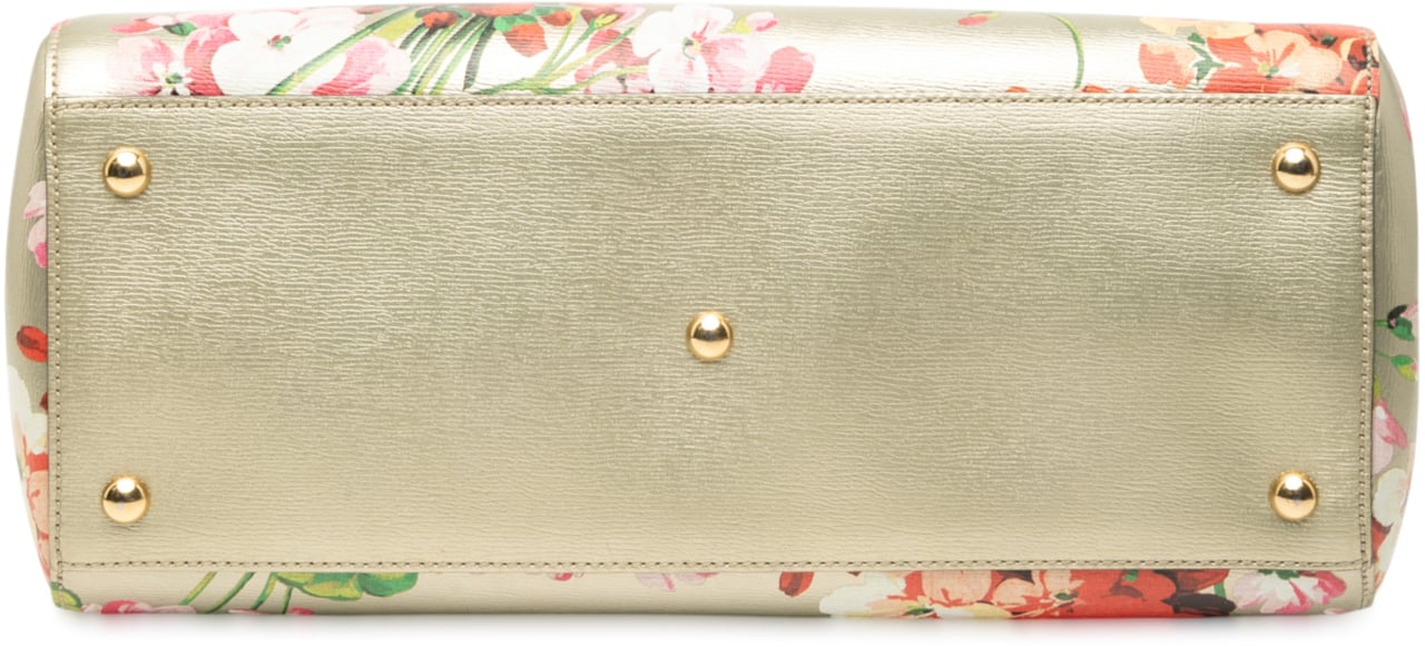 Gucci Medium Calfskin Blooms Bamboo Shopper Satchel Grijs