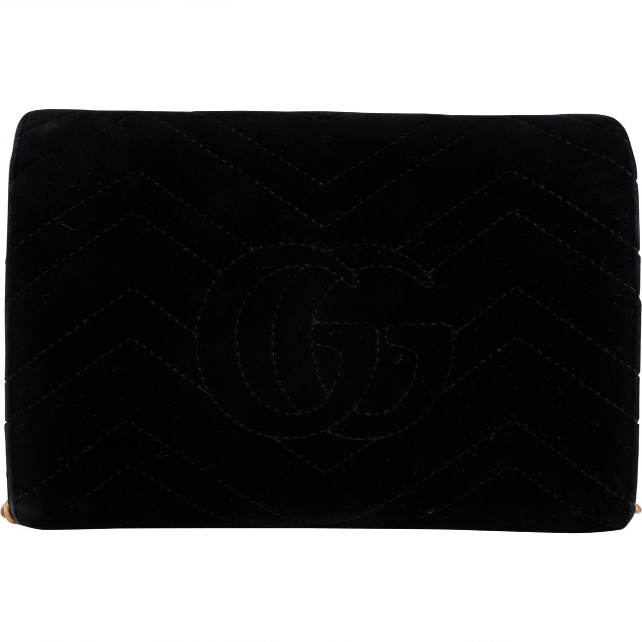 Gucci Gucci Chevron Satin Marmont Crossbody Flap Bag Zwart