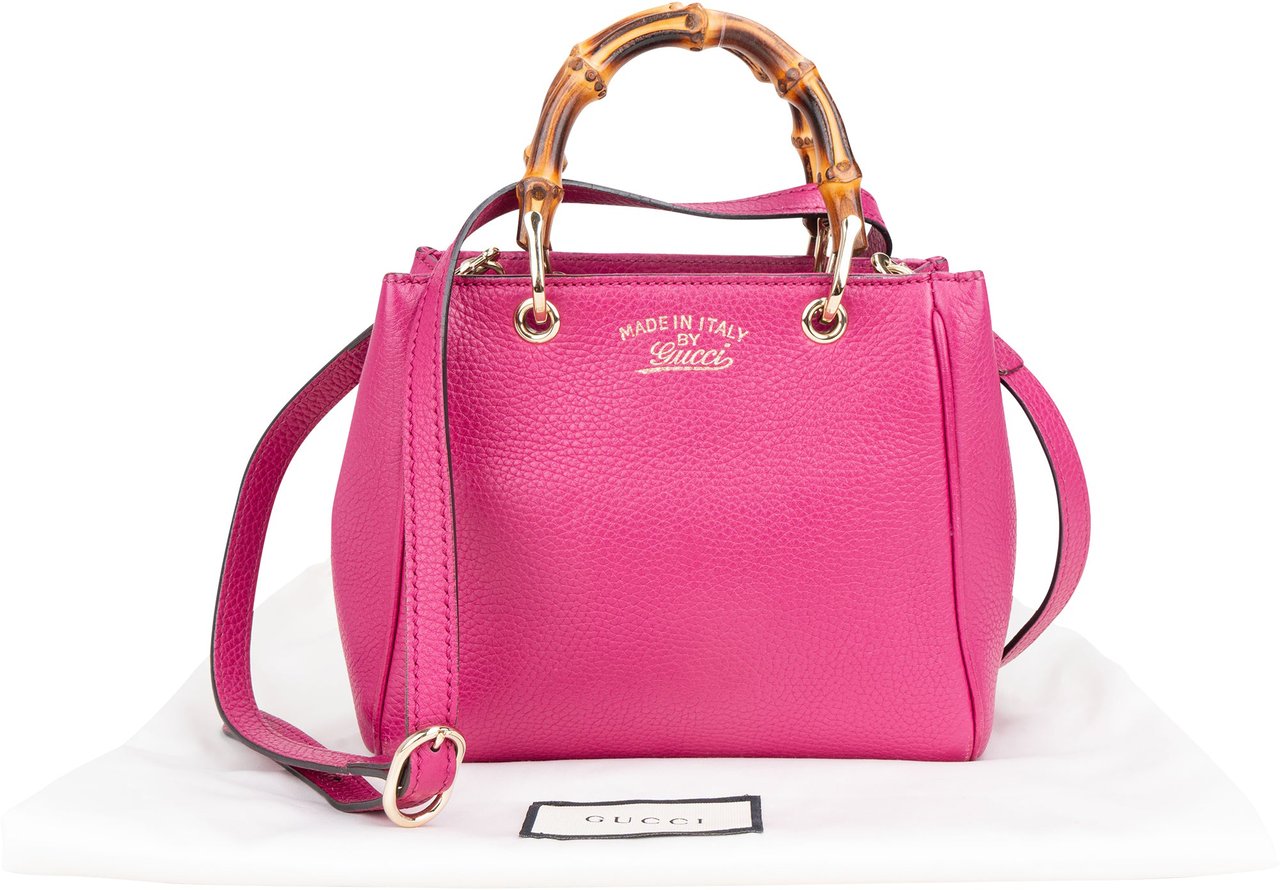 Gucci Gucci Pink Leather Mini Bamboo Handbag Roze