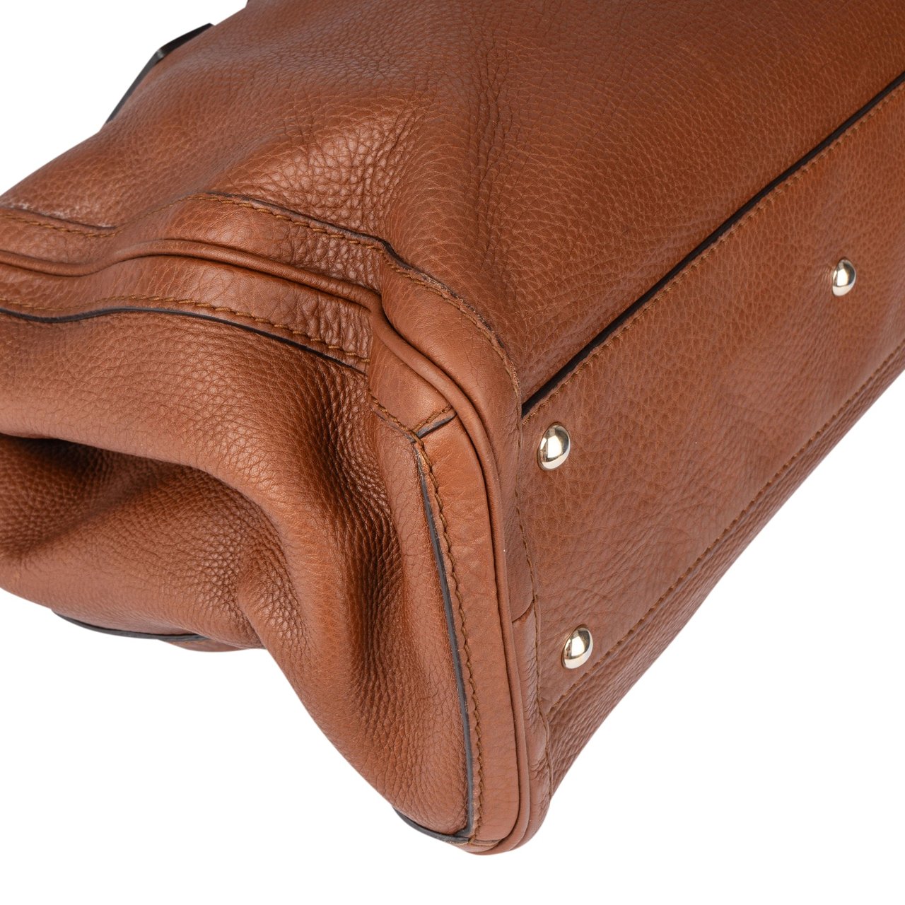 Gucci Gucci Brown Leather Bamboo Shoulder Bag Bruin