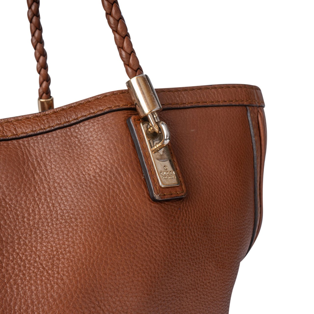 Gucci Gucci Brown Leather Bamboo Shoulder Bag Bruin