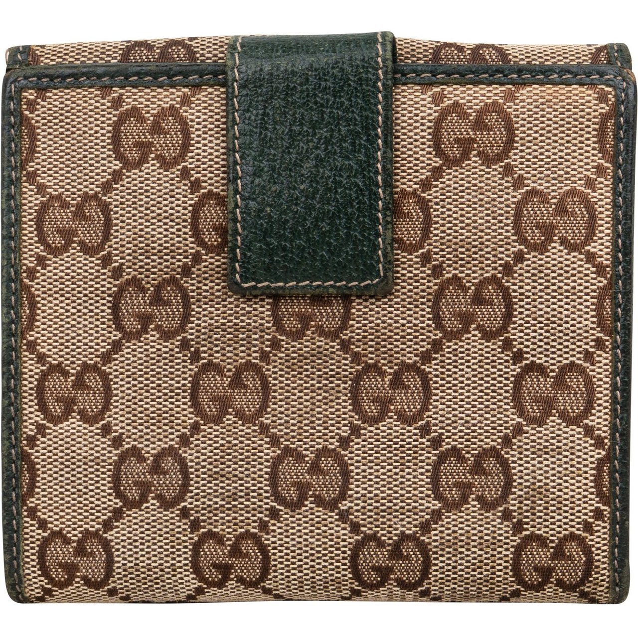 Gucci Monogram GG Canvas Metal Bar Bifold Wallet Bruin