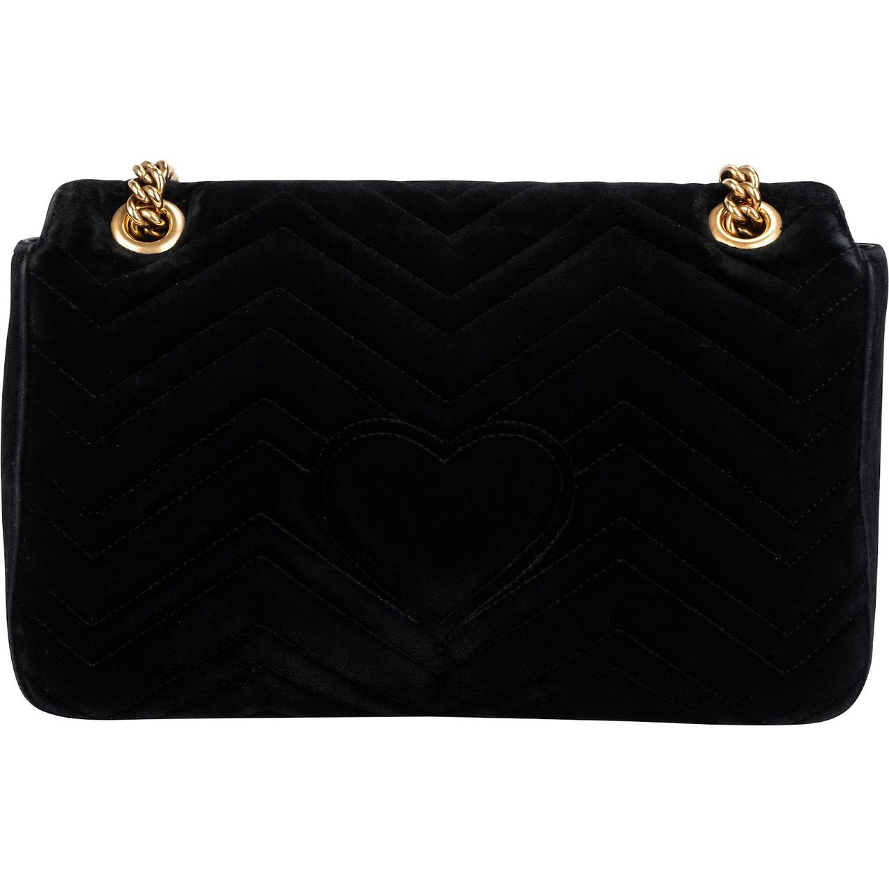 Gucci Monogram Velvet Small GG Marmont 'Loved' Embroidered Shoulder Crossbody Bag Zwart