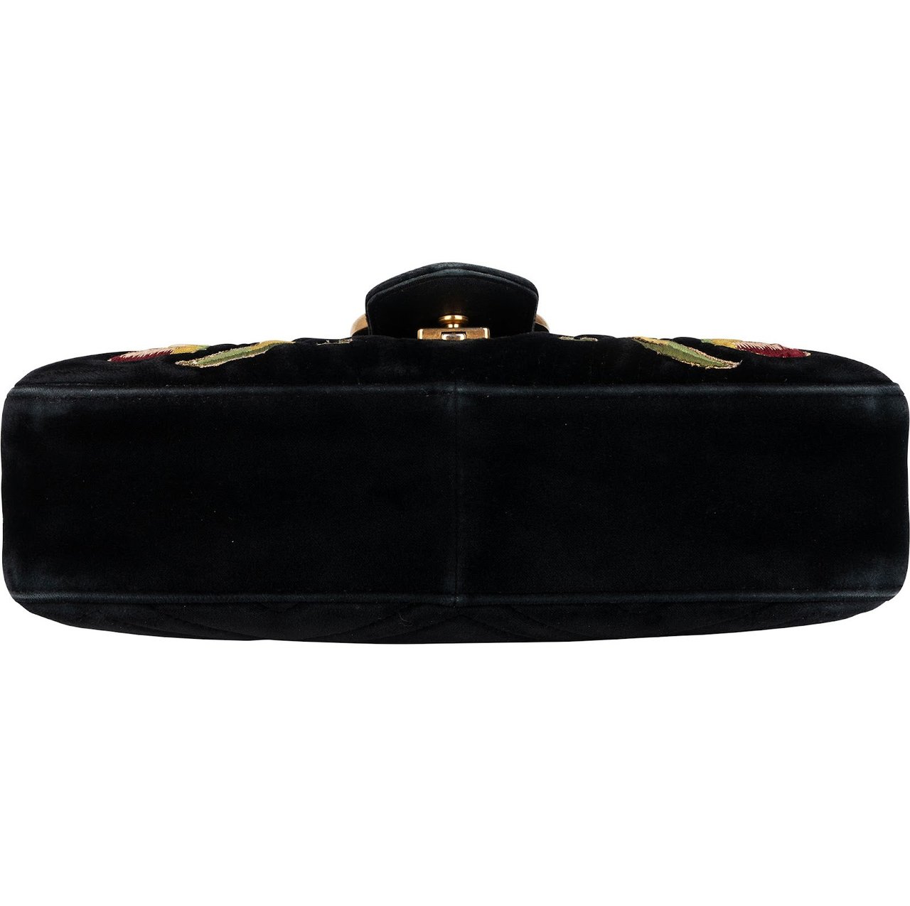 Gucci Monogram Velvet Small GG Marmont 'Loved' Embroidered Shoulder Crossbody Bag Zwart