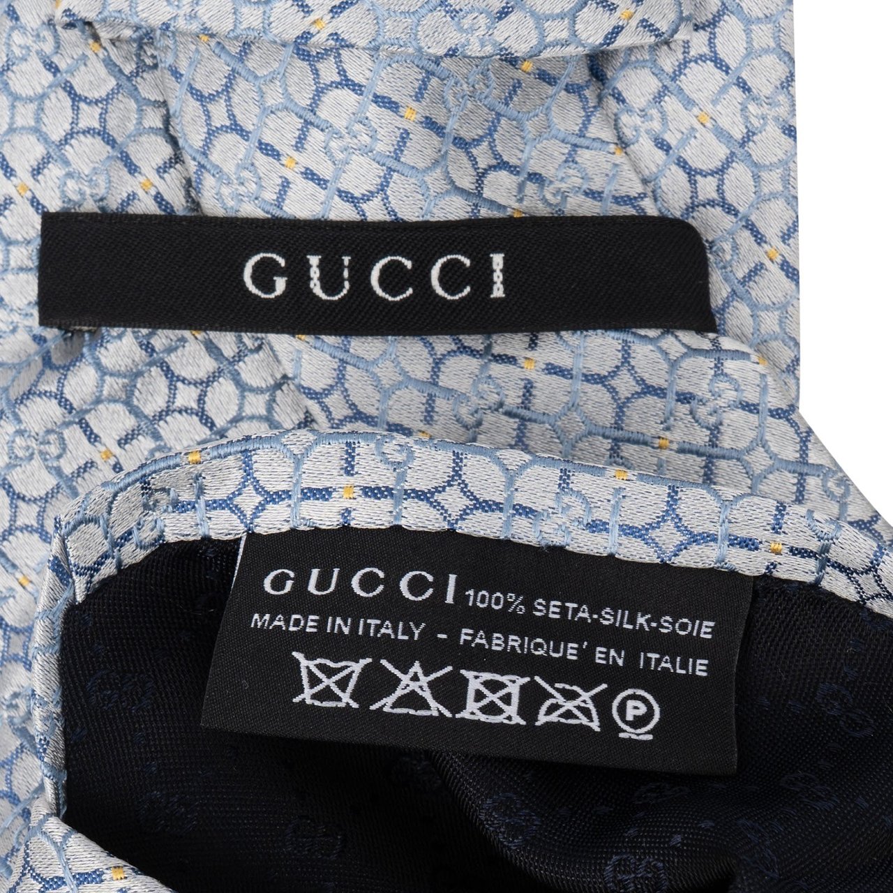 Gucci Geometric Pattern Silk Tie Krawatte Lichtblauw