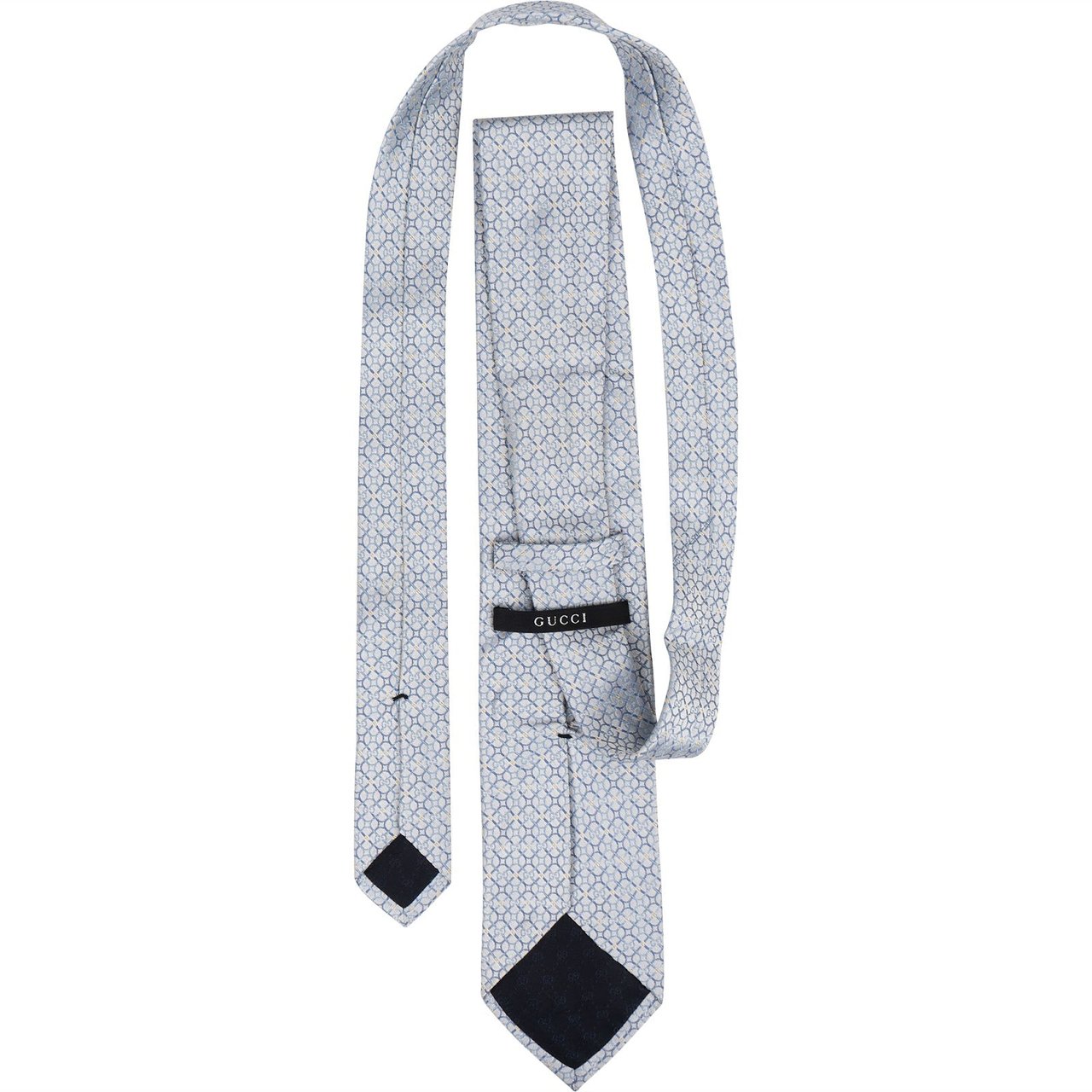 Gucci Geometric Pattern Silk Tie Krawatte Lichtblauw