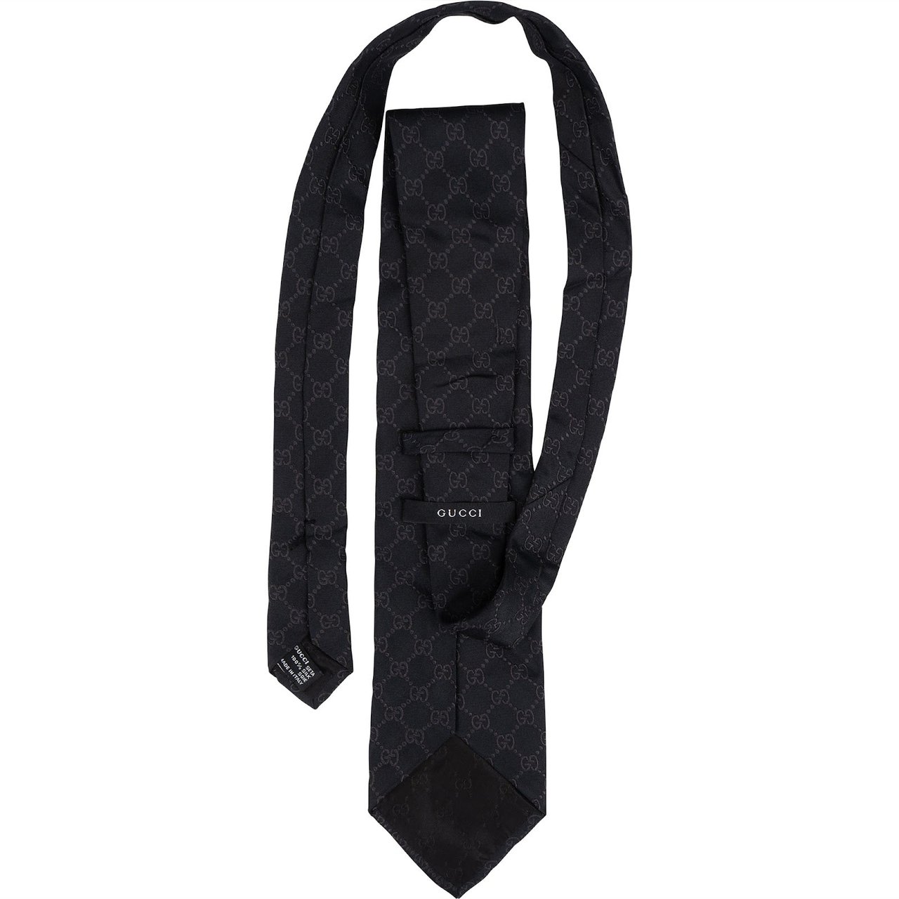 Gucci Monogram GG Pattern Silk Tie Krawatte Zwart