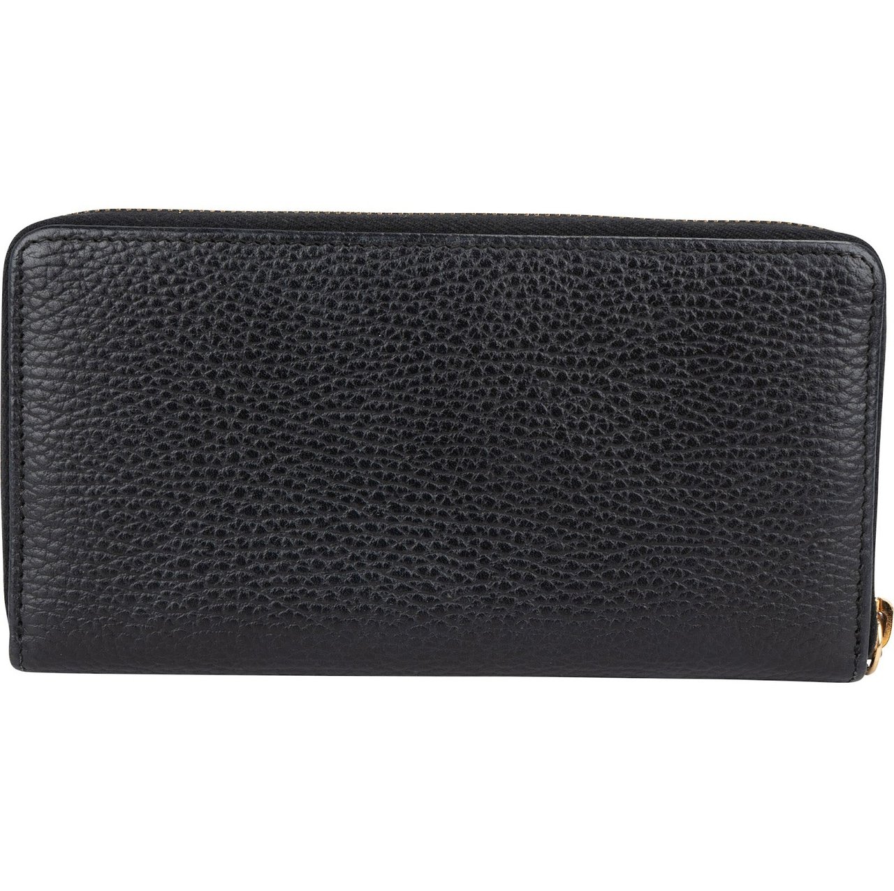 Gucci Gucci Pebbled Leather GG Zip Around Wallet Zwart