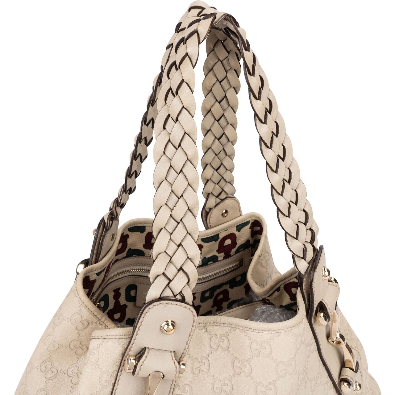 Gucci Guccissima Leather GG Pelham Horsebit Braided Handle Handbag Divers