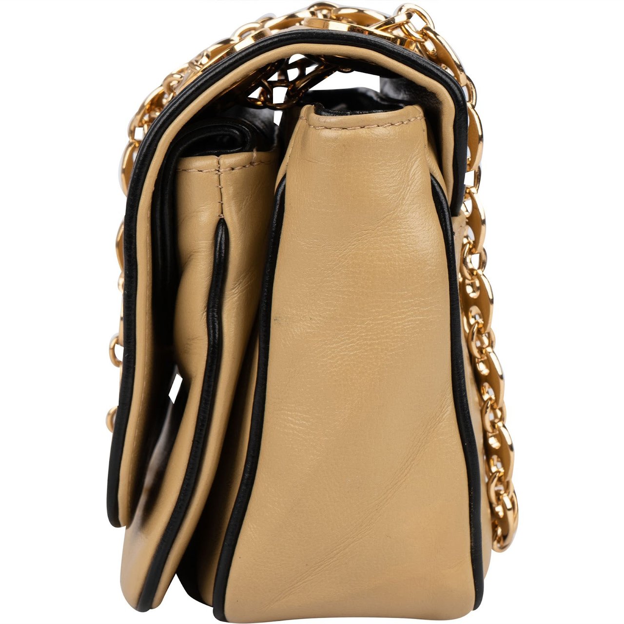 Gucci Leather GG Vintage Marina Chain Double Flap Crossbody Bag Beige