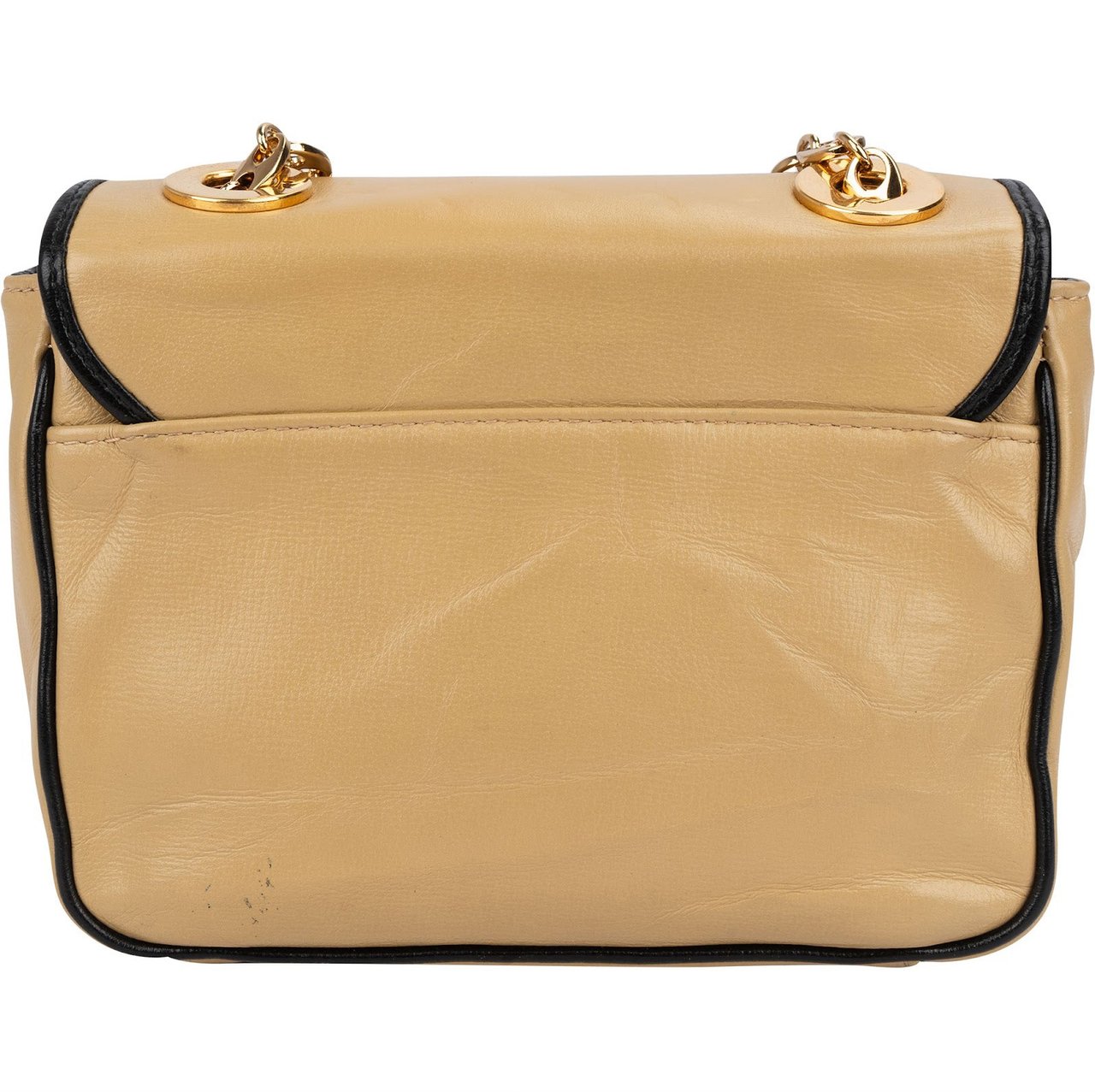 Gucci Leather GG Vintage Marina Chain Double Flap Crossbody Bag Beige