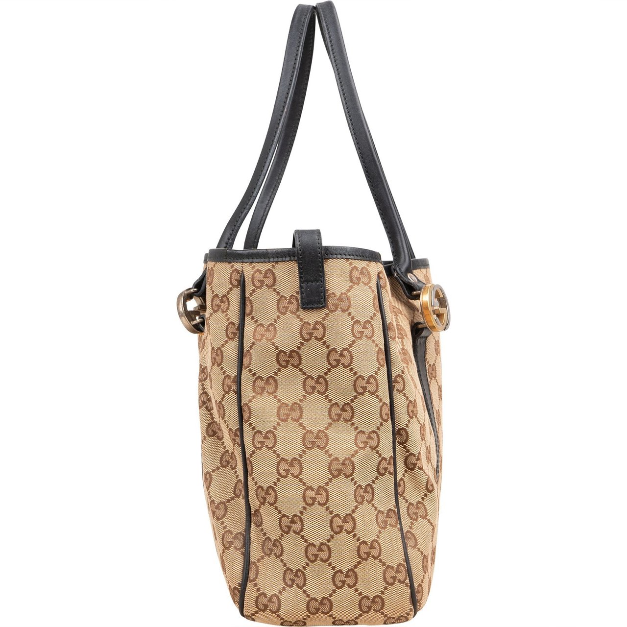 Gucci Monogram GG Canvas Twins Tote Shoulder Bag Beige