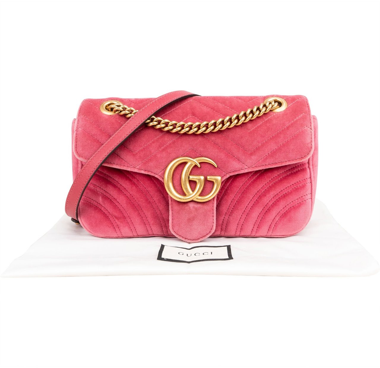 Gucci Monogram Velvet GG Marmont Crossbody Bag Roze